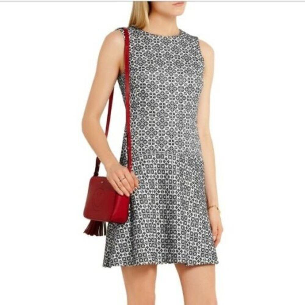 Tory Burch Geometric Jacquard Drop Waist Sleeveless Dress